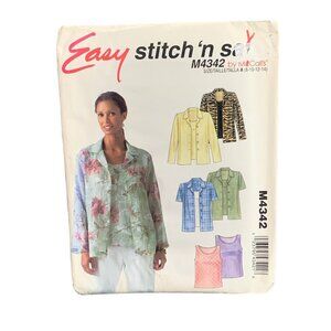 McCalls M4342 Womens Sewing Pattern Size 8-14 Blouses Top uncut
